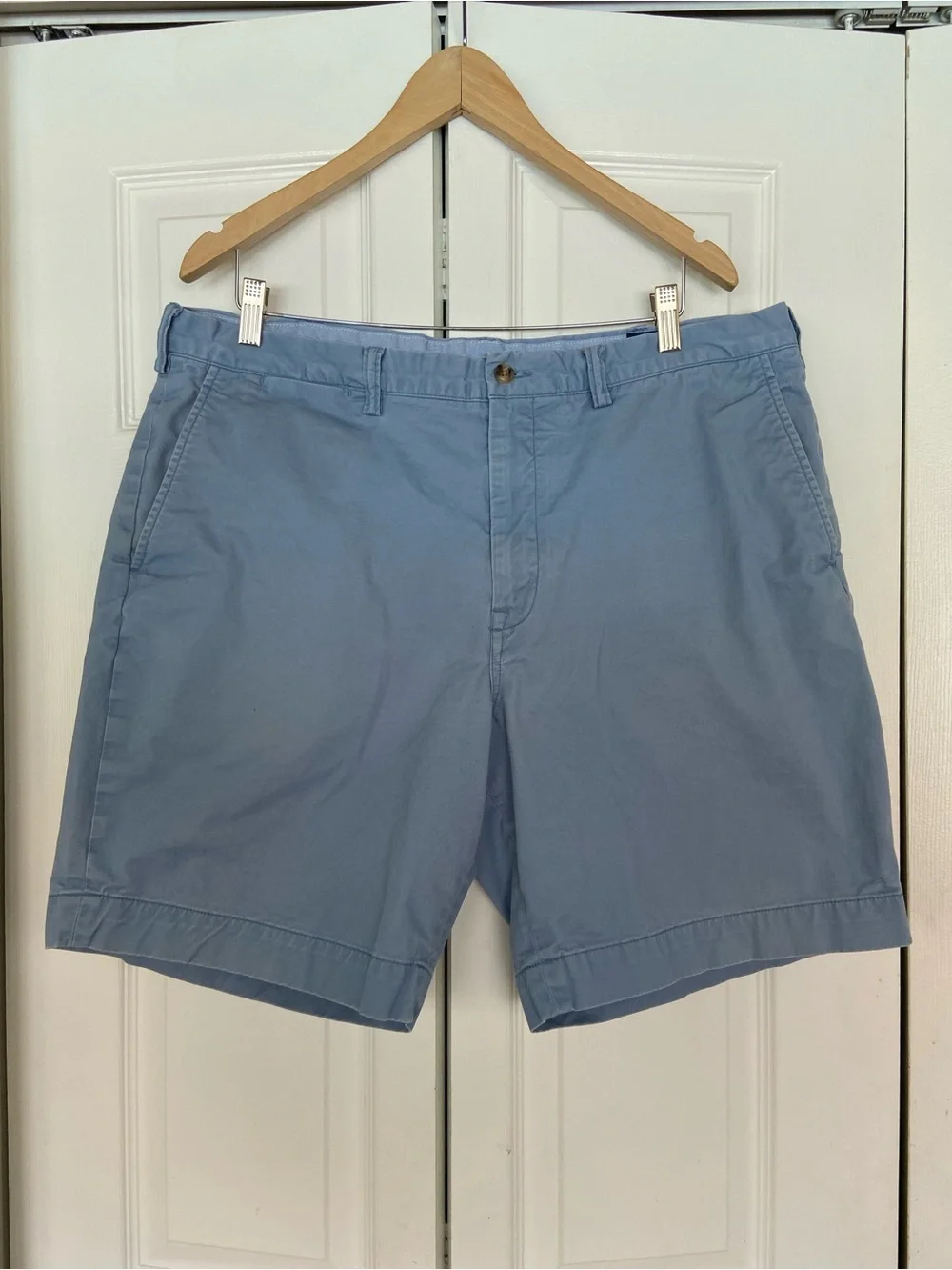 Polo by Ralph Lauren Light Blue Flat-Front Chino Shorts